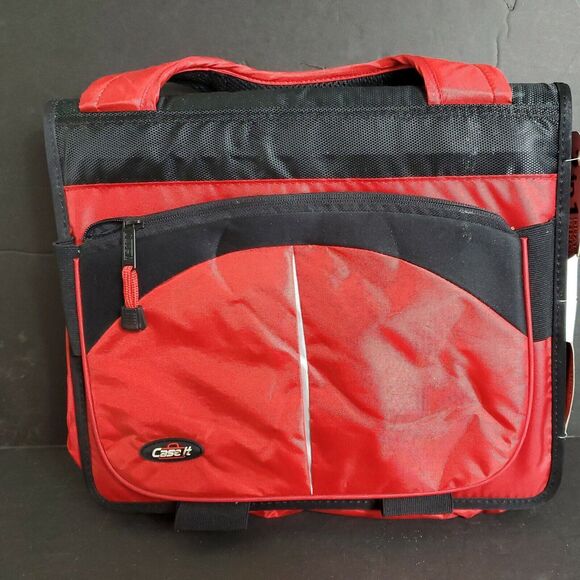 Case It 2 In 1 Duel Ring Binder ESLG300 Red Black Handles 12" X 14" - Picture 4 of 5